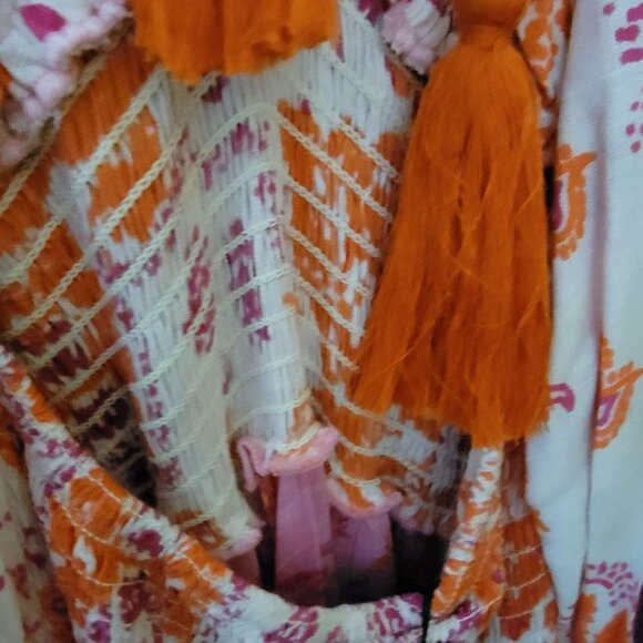 White,Pink,Orange Dress with Patterns - Picture 5 of 6